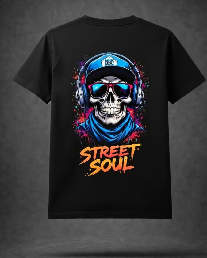 Street Soul Skull Graphic Black T-Shirt - M